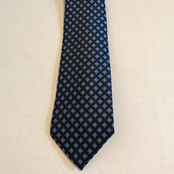 NWT George Stain Resistant Black and Blue Patterned Men's Tie - Picture 2 of 7